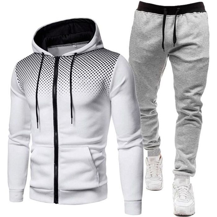 Survêtement Homme Ensemble à Capuche et Pantalon de Sport Jogging  Survêtement Deux Pièces Sport Ensemble,Blanc2 Blanc2 - Cdiscount  Prêt-à-Porter