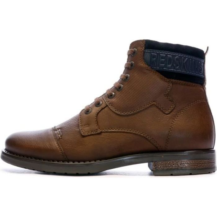 Boots Homme Redskins Niponi - Marron - Tige en cuir - Fermeture lacets et zip latérale