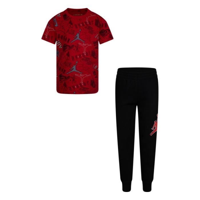 Ensemble T-shirt et pantalon Jordan All over Rouge Pour Enfant-Noir-12 mois