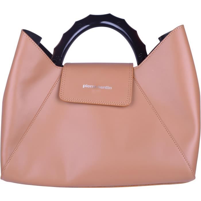 PIERRE CARDIN Sac ?� Main en Cuir Camel Femme Camel - Cdiscount Bagagerie - Maroquinerie