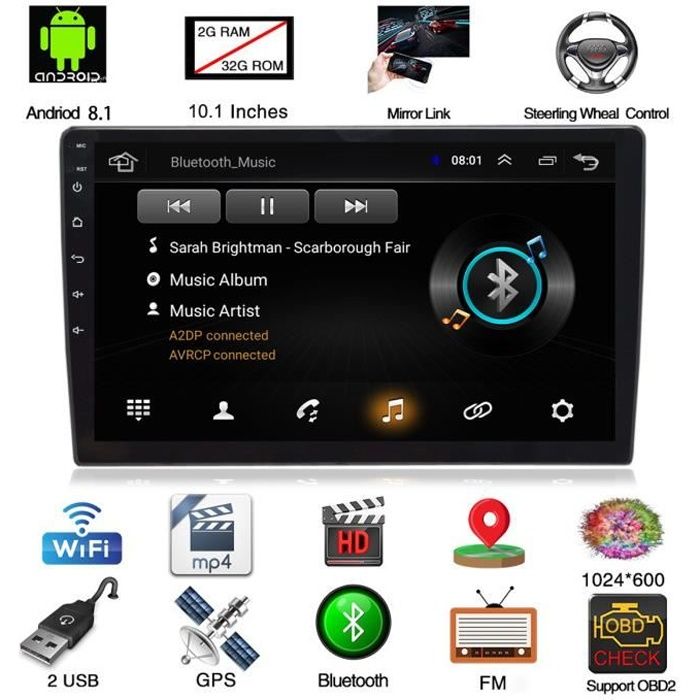 Autoradio 1 Din Android 10 1 Ecran 10 1 Inclinable