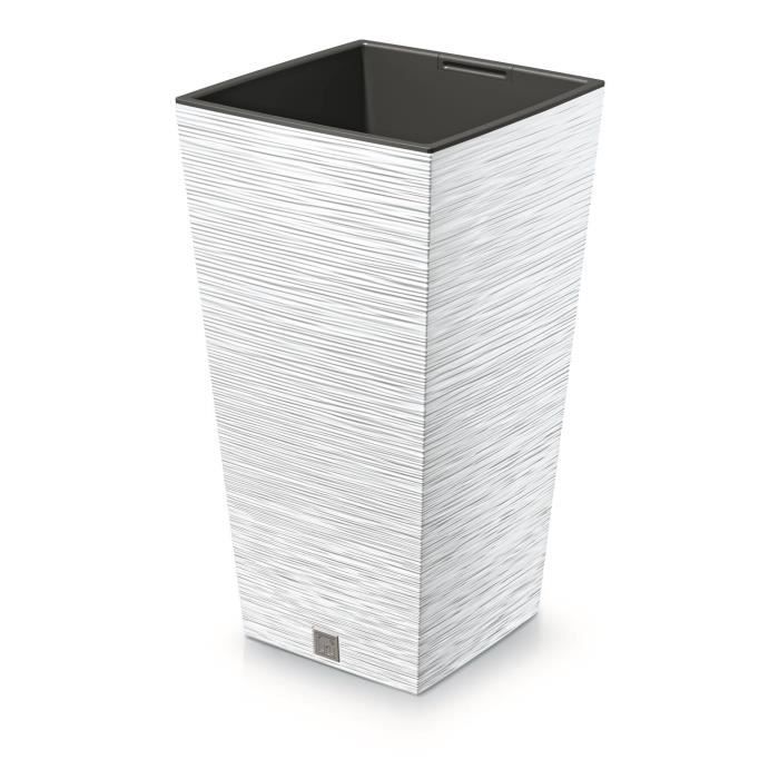 Pot de fleurs Prosperplast FURU SQUARE DFSH200-S449 200x200x380mm - couleur blanc