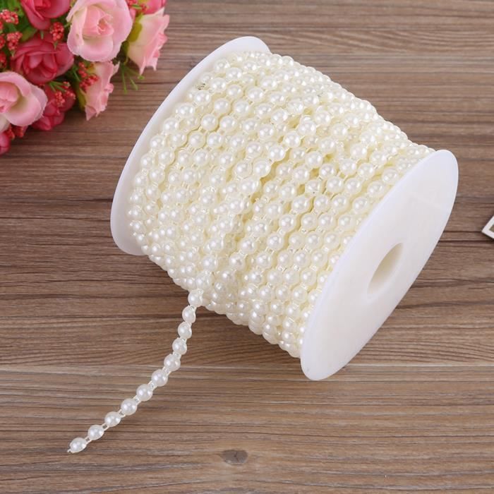 Guirlande Perles Coton Oumefar 25m - Imitation Demi-Ronde, Blanc, Pour Mariage & Décoration