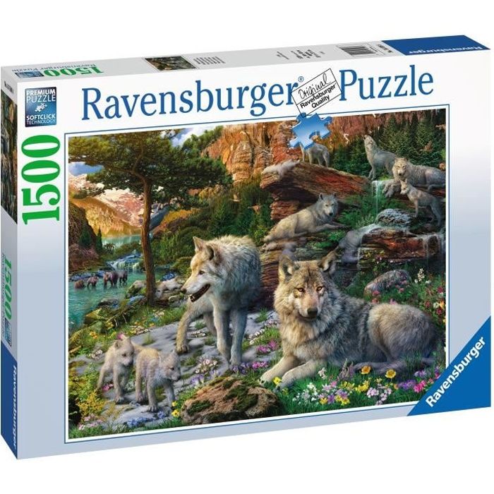 Puzzle Animaux - Ravensburger - Loups au printemps - 1500 pièces - Détente et relaxation