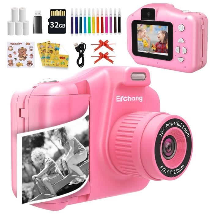 Appareil photo numérique avec papier thermique pour enfants,appareil photo à impression