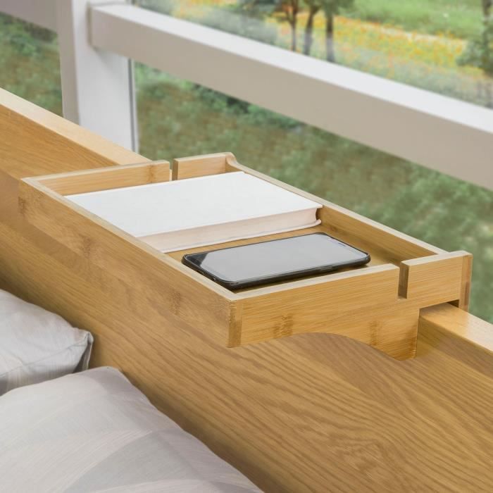 petite table de chevet nkd01-n sobuy - en bambou pour les petites chambres ecru - 36x25x8 cm