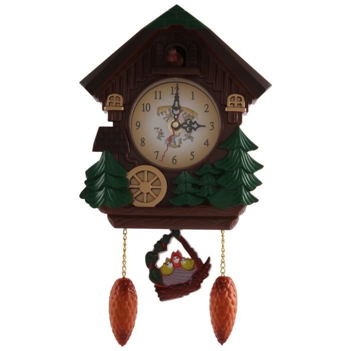 Horloge Murale à Coucou Arbre Maison Vintage - Grande Lecture Facile Raguso