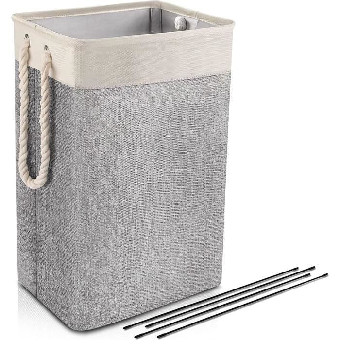Grand Panier à Linge 75L En Lin - Corbeille Pliable Avec Poignées - Gris Dégradé 60x40x30cm