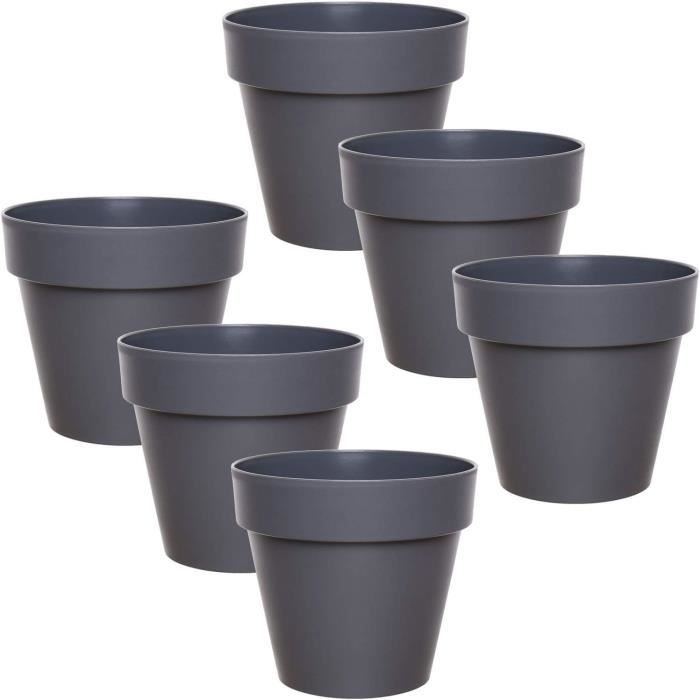 Idea-station Lot De 3 Pots De Fleurs RIBA 14 Cm - Blanc Crème Mat - Incassables Plastique Intérieur/Extérieur - Cache-Pots Design Moderne