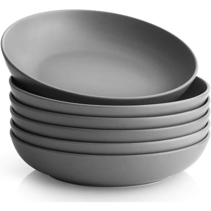 LOT DE 6 ASSIETTES CREUSE A PATES OU SALADE 19 CM STONE GRIS CLAIR - MEDARD DE NOBLAT - Maison LOT DE 6 ASSIETTES CREUSE A PATES OU SALADE 19 CM STONE GRIS CLAIR - MEDARD DE NOBLAT - Maison
