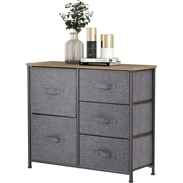 Commode Avec 6 Tiroirs Meuble De Rangement Avec Tiroirs En Tissu Poignées Et Structure En Acier Pour Chambre Salon - 10