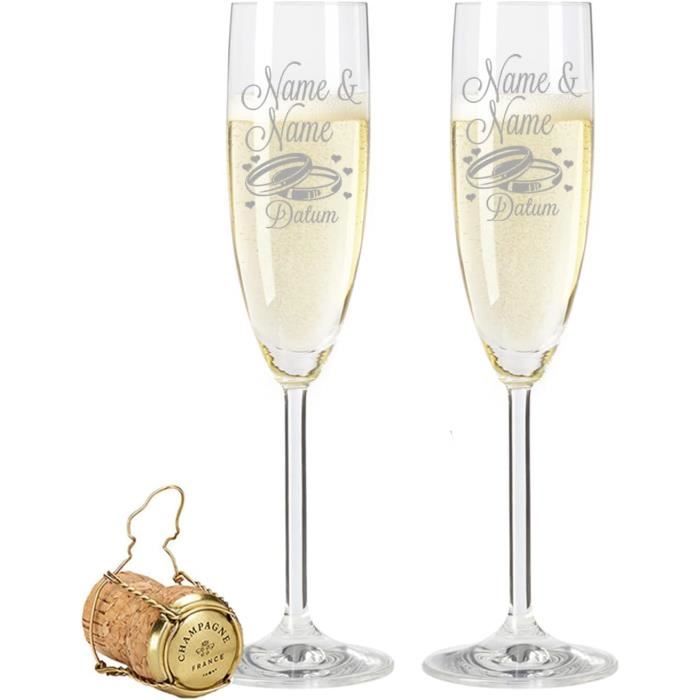 Paire De Flûtes à Champagne Mariage – Verres De Mariés Avec Or, Cristal Clair