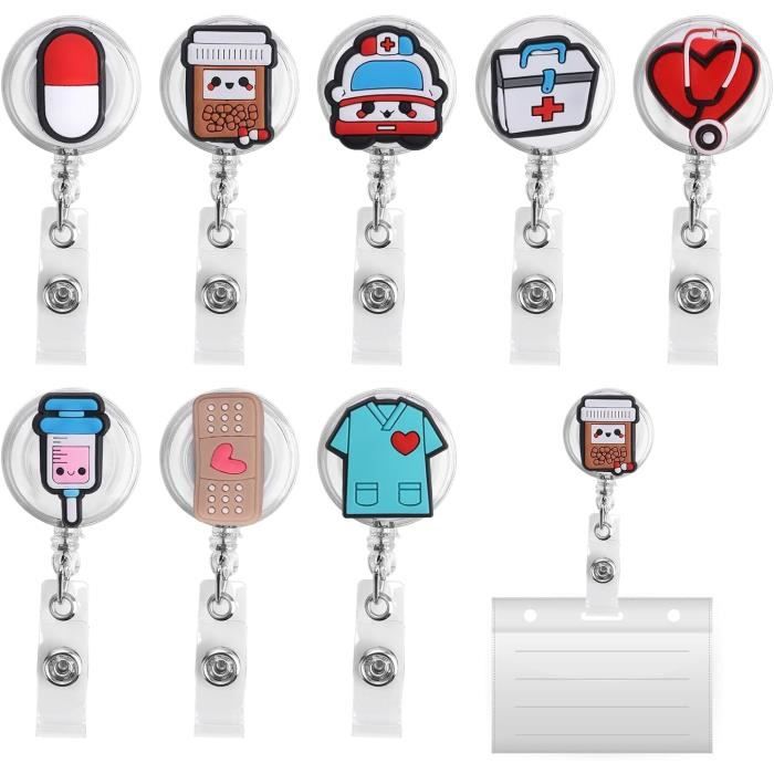 Makida Lot De 2 Porte-badges Rétractables Avec Enrouleur De Ceinture Pour Porte-clés, Carte D