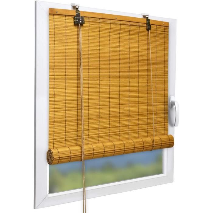 Store Enrouleur Bambou SolDecor B86 - Sans Perçage 140x160cm, Marron Clair