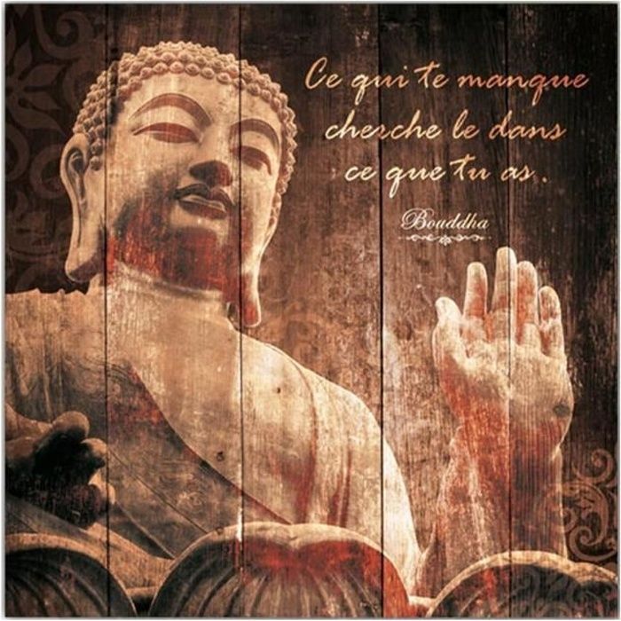 Cadre Bouddha Bois avec Citation - Ce qui te manque, cherche-le dans ce que  tu as. - Cdiscount Maison