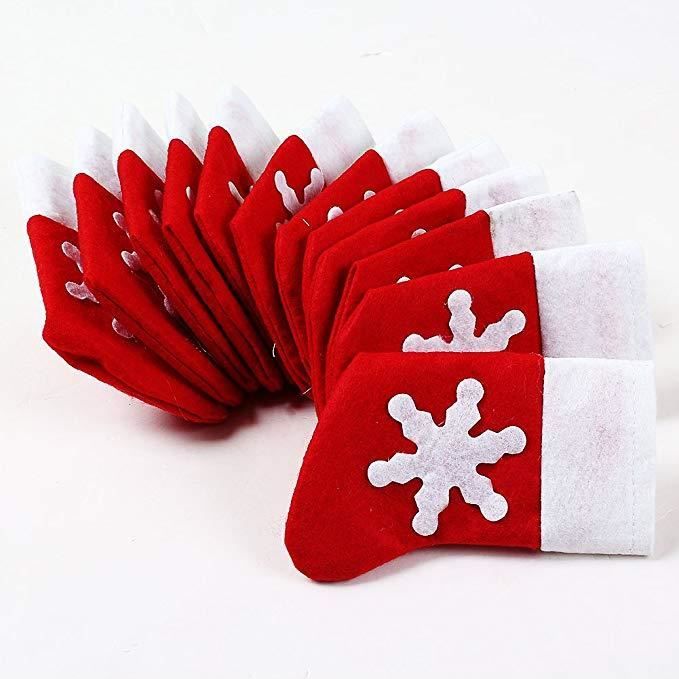 Porte-Couverts De Noël En Feutre - Forme Sapin - Lot De 12 - Décoration De Table De Fête - 4