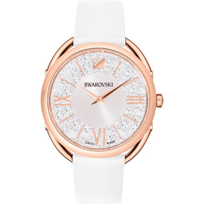 Swarovski Crystalline Femme 35mm Bracelet Cuir Blanc Quartz Montre 5452459