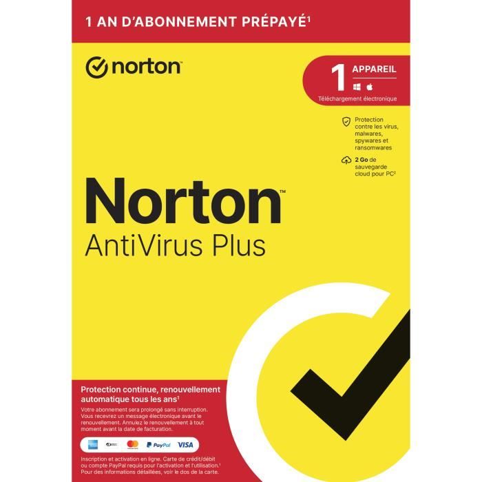Norton Antivirus Plus 2024 | 1 An | 1 Appareil | PC | [Téléchargement]