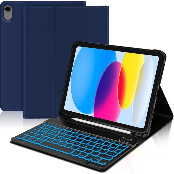 Clavier MMK Pour IPad 10 10.9" 2022 - Rétroéclairage 7 Couleurs - Touchpad - Rotation 360° - Porte Stylet