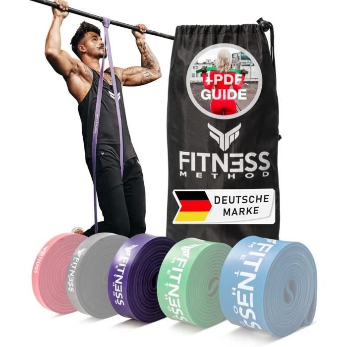 Accessoire Musculation Maison Voyage Kit Bandes De Résistance élastique - 5 Niveaux (5-125 Lb) - Fitness, Pilates, Stretching - Matériau TPE Kits De Pilates