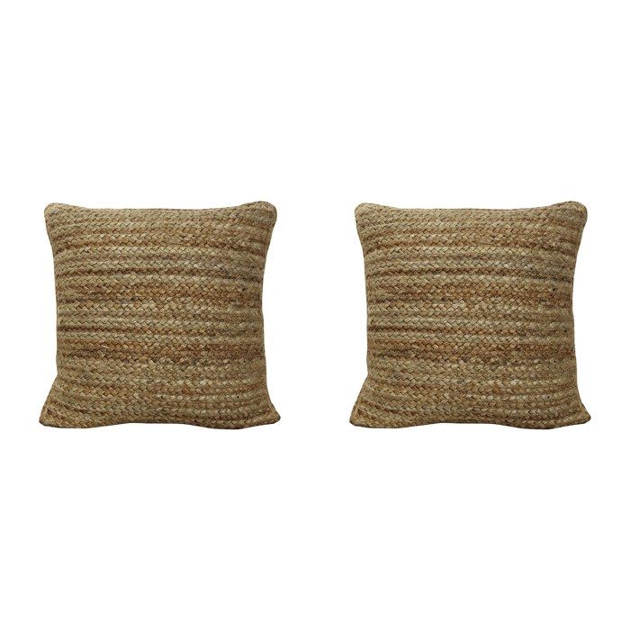 Lot de 2 coussins tressés 100% jute - 60 x 60 cm - Naturel - ZAMBAI