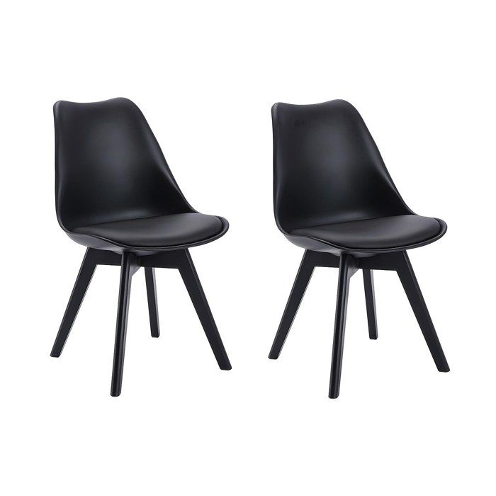 Lot de 2 chaises JODY - Polypropylène et Hêtre - Noir et pieds noir Lot de 2 chaises JODY - Polypropylène et Hêtre - Noir et pieds noir