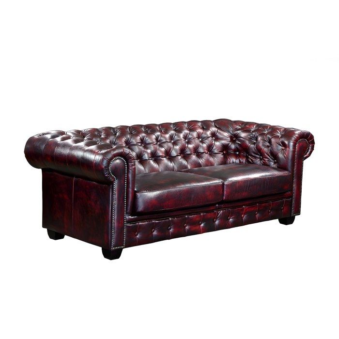Canapé chesterfield 3 places BRENTON 100% cuir de