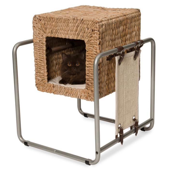 Vesper Meuble A Chat V Cube Feuille De Banane Cdiscount Animalerie