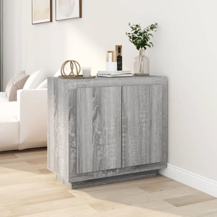817235 vidaXL Buffet Sonoma gris 80x40x75 cm Bois dingénierie