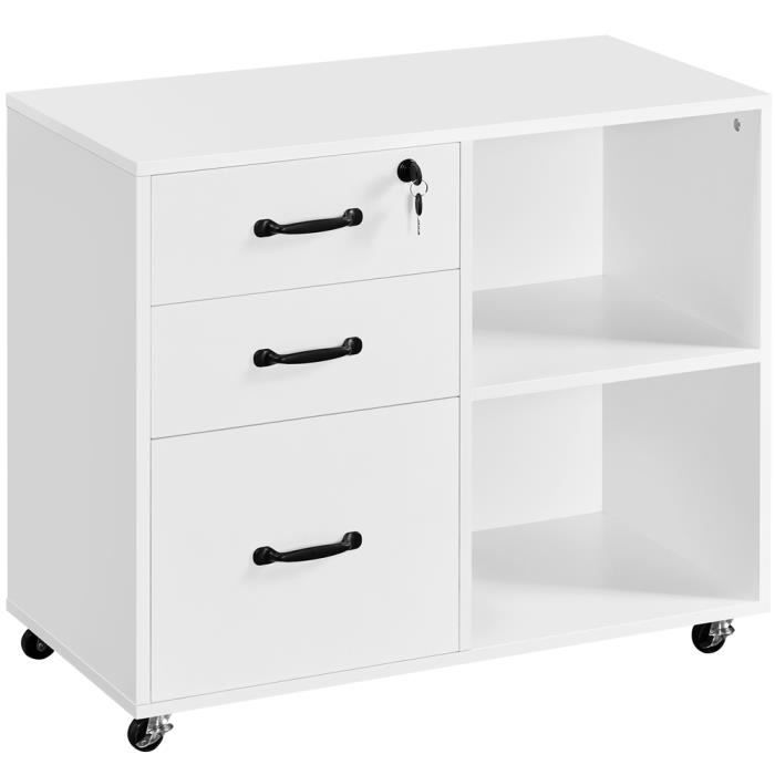 Yaheetech Caisson de Bureau à 3 Tiroirs et à 2 Compartiments Ouverts Classification Dossier Style Industriel Domicile Bureau