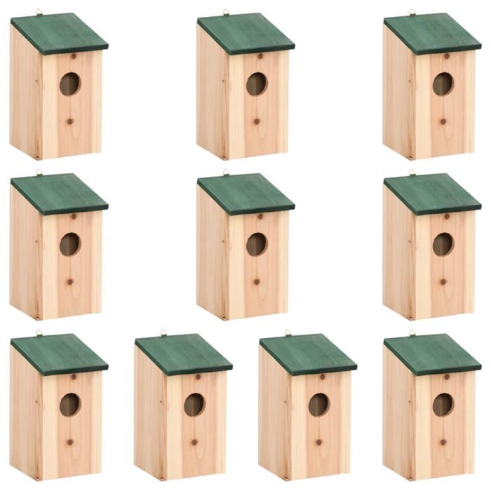 vidaXL Nichoirs 10 pcs Bois de sapin massif