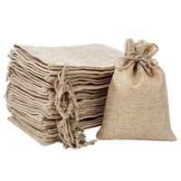 Lot De 50 Pochettes En Lin/chanvre Avec Cordon - Taille Unique, Naturel, Pour Bijoux Ou Cadeaux