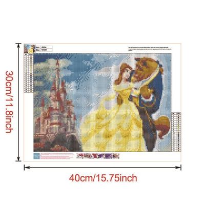WHYCJXWL Kit Peinture Diamant 5D La Belle Et La Bête - Strass Ronds Pour Adultes Et Enfants - 30,5 X 40,6 Cm