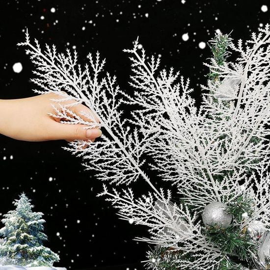 20 Branches Décoratives Blanches De Noël Artificielles - 45 Cm - Avec Branches Scintillantes - Pour Décoration De Noël, Vase à La Maison, Mariage, Fête