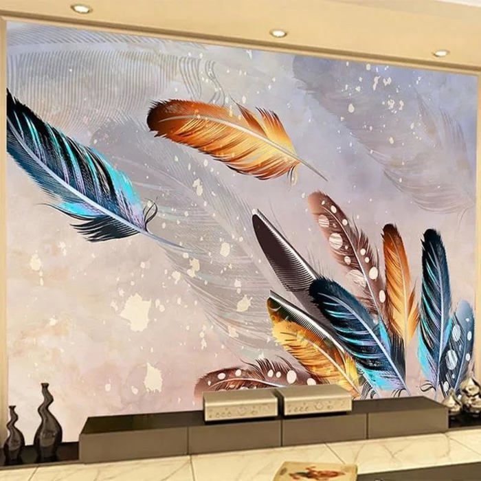 Papier Peint Photo 3D Plumes Jaunes – Déco Murale Originale Pour Toute La Maison