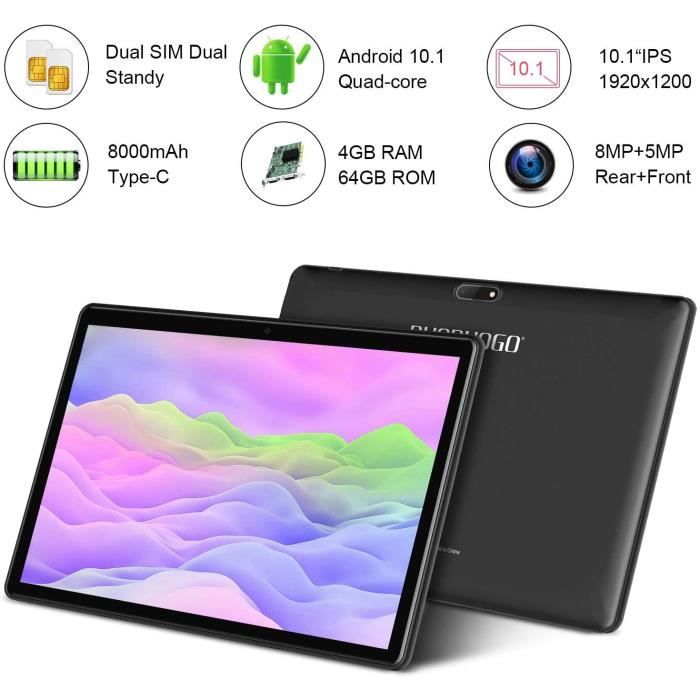 Tablette Tactile DUODUOGO P6 64Go+4Go,10.1"HD,WIFI+4G1