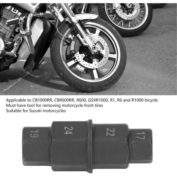 Outil Essieu Hexagonal Pour Moto - Clé De Retrait Broche Roue Avant 17 19 22 24 Mm - Noir