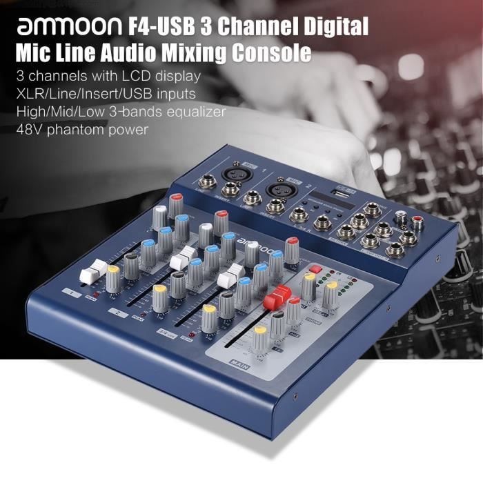 Ammo AM-6R Carte son 8 canaux Console de mixage mixte audio numérique Prise  en charge fantôme intégrée à 48V Alimenté par 