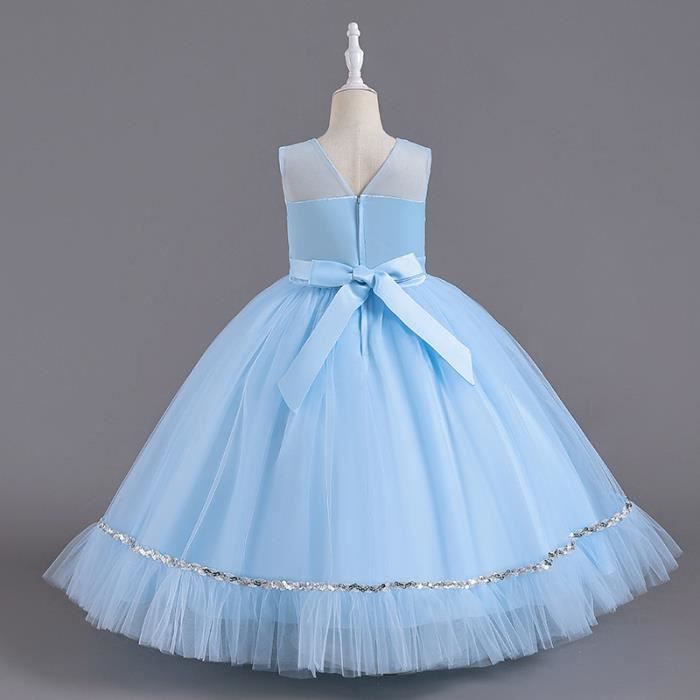 Robe Princesse Fille En Tulle Avec Paillettes – Sans Manches, Col Rond – Taille 3-12 Ans – Pour Mariage, Fête, Soirée