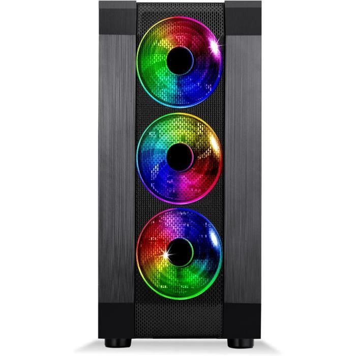 Boîtier PC Gamer ROGUE I RED – Noir/rouge, MATX/ATX, 3 Ventilateurs LED, Lecteur SD, 7 Ports – Paroi Acrylique