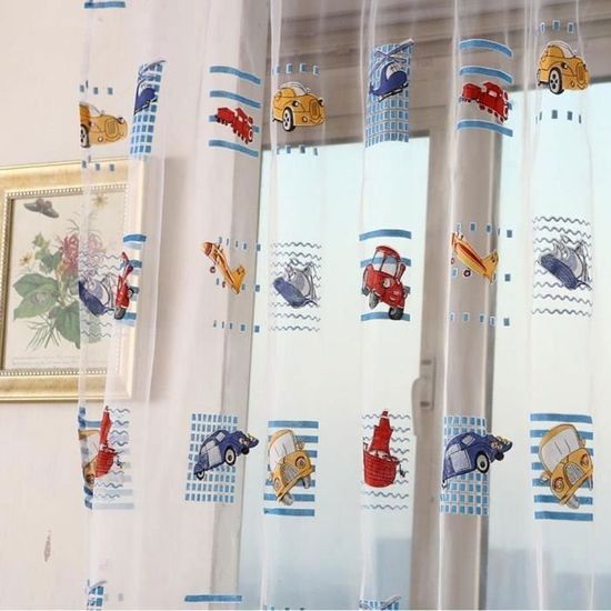 Rideau De Porte Pompiers Voitures – Occultant 86x203 Cm Bleu Rouge Enfants
