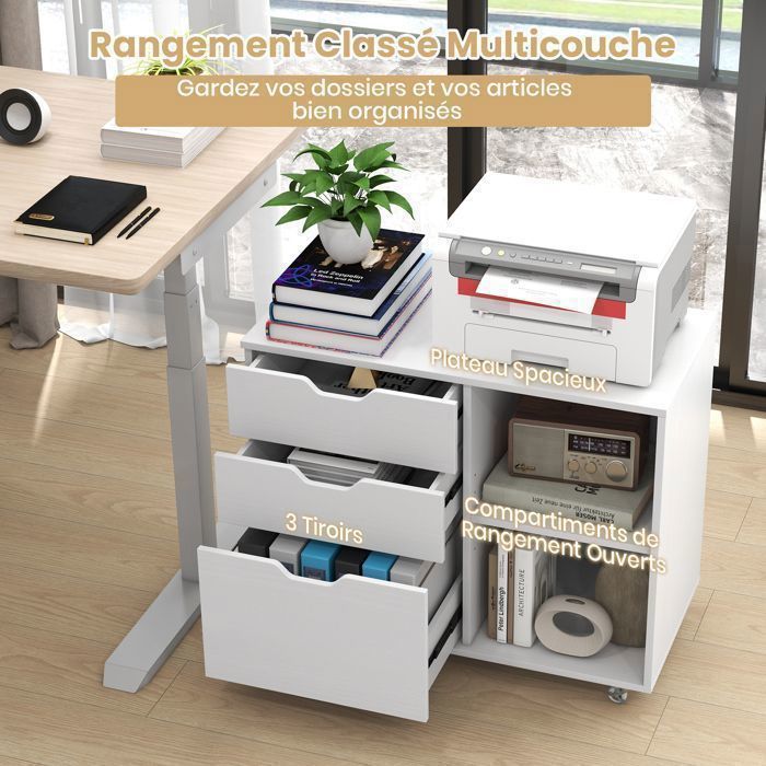Caisson à 3 tiroirs en inox pour cuisine professionnelle