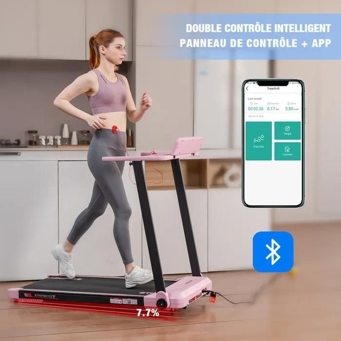 Tapis De Course Pliable Devoko 3-en-1 – 12 Km/h, Pente 5%, Accoudoirs Réglables, écran LED, Amorti Silicone