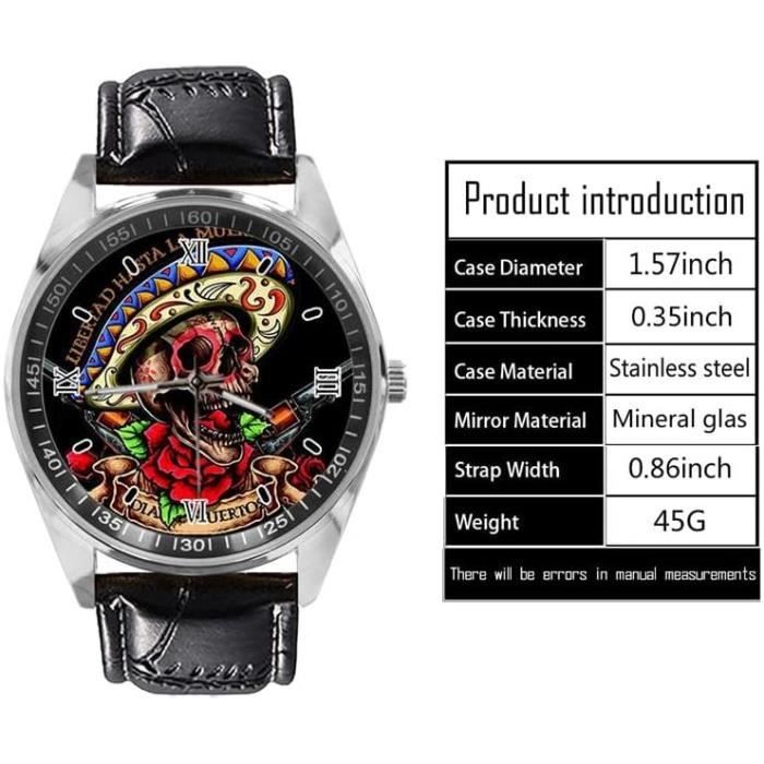 Montres Quartz Avec T te De Mort Mexicaine Et Cadran Argent