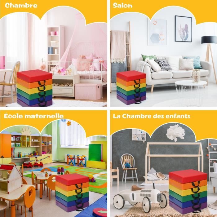 COSTWAY Lot de 6 Coussins de Chaise pour Enfant avec Poignées Coussins COSTWAY Lot de 6 Coussins de Chaise pour Enfant avec Poignées Coussins