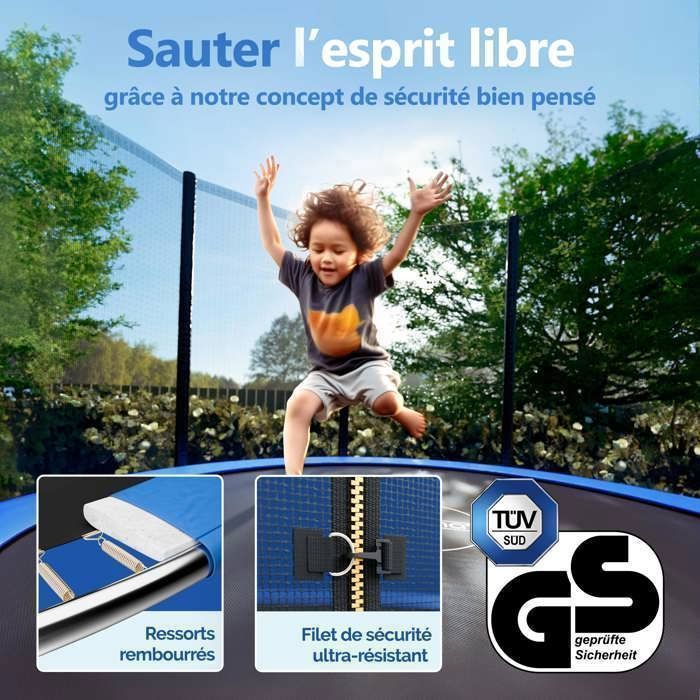 Trampoline Jardin Monzana Ø 244 à 426 Cm - Set Complet Avec Filet, Bâche, échelle - Sécurité TÜV GS