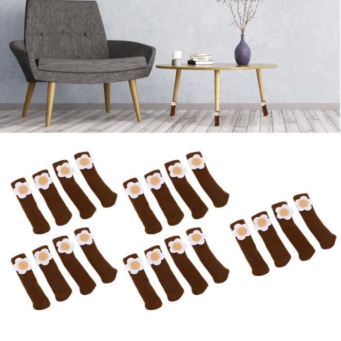 LAM-20pcs/sold Couvre-pieds de table et de chaise doublement tricotés,  résistants et silencieux (petite fleur café)