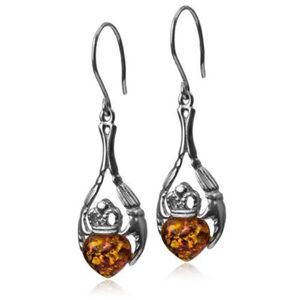 Sterling Silver Teardrop Leverback Dangle Boucles D/'oreilles Avec Véritable Cognac Ambre.