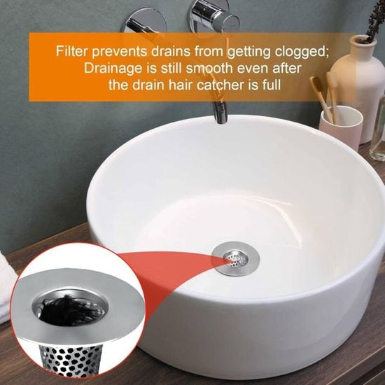 CN-1 Pcs -Bouchon Attrape Cheveux En Acier Inoxydable, Pour Baignoire