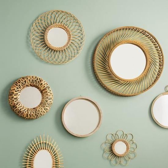 Miroir Rosace - rotin D50 cm - Atmosphera créateur d'intérieur
